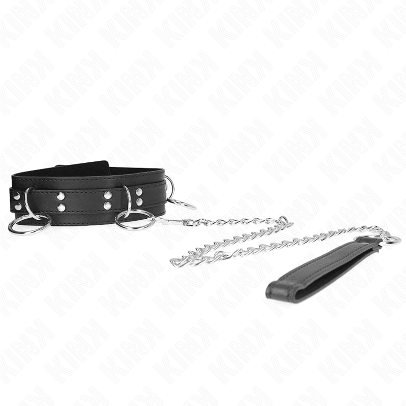 KINK - 3 RING SLAVERY NECKLACE WITH STRAP 80 CM 53 X 5 CM - Kink&Play