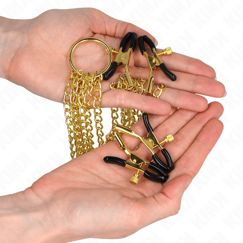 KINK - 4 NIPPLE AND CLIT CLAMPS ADJUSTABLE GOLD - Kink&Play
