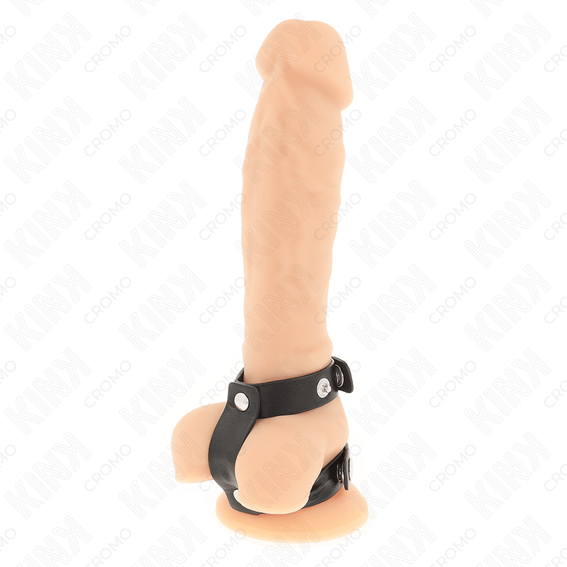 KINK - ADJUSTABLE DOUBLE LEATHER PENIS RING - Kink&Play