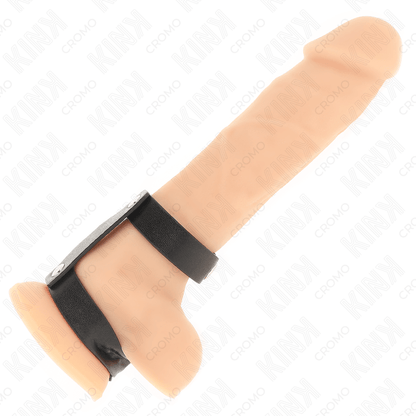 KINK - ADJUSTABLE DOUBLE LEATHER PENIS RING - Kink&Play