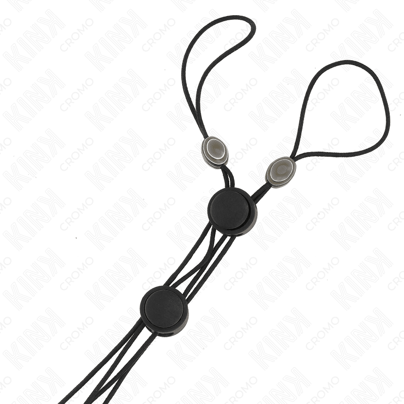 KINK - BLACK DETAIL NIPPLE CLAMPS WITH BLACK ELASTIC - Kink&Play