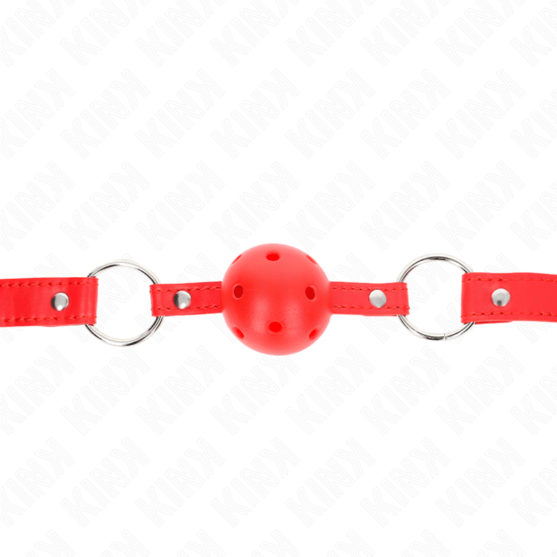 KINK - BREATHABLE BALL 4 CM GAG WITH DOUBLE RIVET MODEL 1 RED 62.5 x 2.5 CM ADJUSTABLE 42 - 58 CM - Kink&Play
