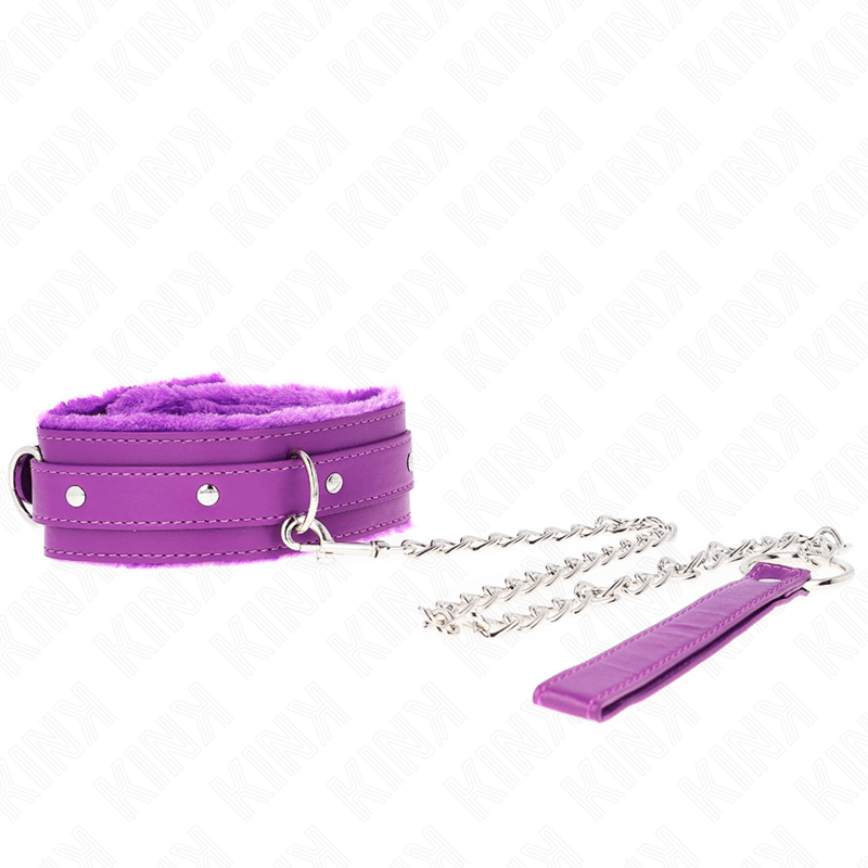 KINK - COLLAR WITH LEASH 65 CM WITH RESTRICTIONS PURPLE 36 - 42 CM X 5.5 CM - Kink&Play