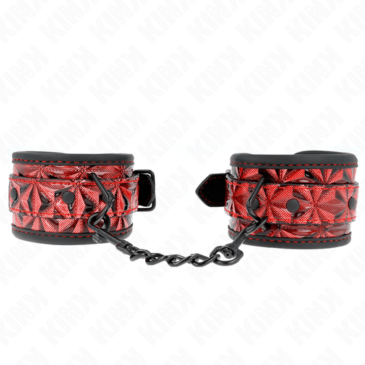 KINK - DIAMOND PATTERN WRIST RESTRAINTS DARK RED ADJUSTABLE 17 - 26 CM X 5.5 CM - Kink&Play