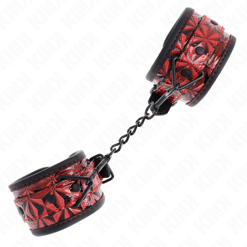 KINK - DIAMOND PATTERN WRIST RESTRAINTS DARK RED ADJUSTABLE 17 - 26 CM X 5.5 CM - Kink&Play