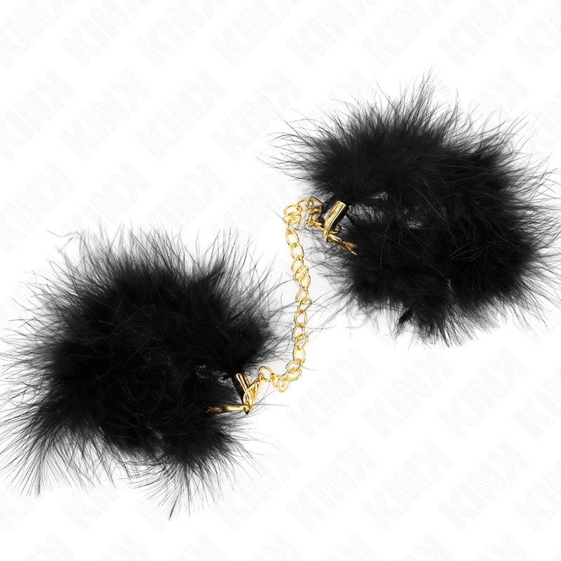 KINK - FEATHER HAND CUFFS WITH GOLD CHAIN MODEL 0 - Kink&Play