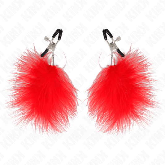 KINK - FEATHER NIPPLE CLAMP RED 7 CM - Kink&Play