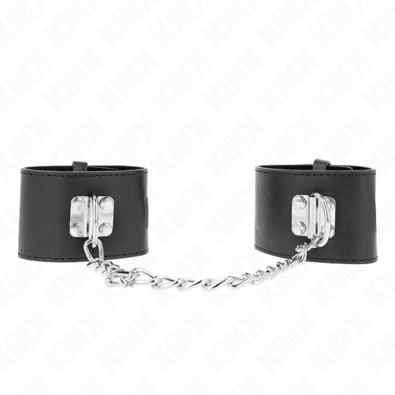 KINK - FIXED WRIST RESTRAINTS WITH CHAIN 30 CM AND PADLOCK CLOSURE BLACK ADJUSTABLE 16 - 23 CM X 5.5 CM - Kink&Play