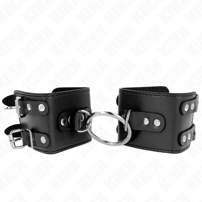 KINK - FIXED WRIST RESTRAINTS WITH RING AND STUDS ADJUSTABLE BLACK 17 - 22 CM X 6.5 CM - Kink&Play