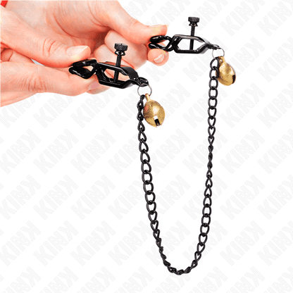 KINK - FLAT CHAIN NIPPLE CLAMPS AND BELL SILVER 30 CM - Kink&Play