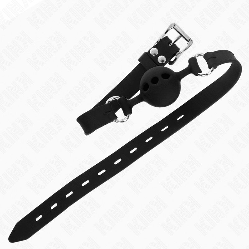 KINK - FULL SILICONE GAG 55 x 2 CM WITH 4 CM BALL SIZE S BLACK ADJUSTABLE 35 - 51 CM - Kink&Play