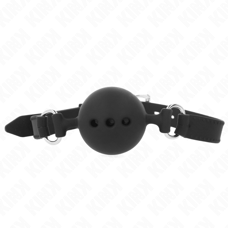 KINK - FULL SILICONE GAG 55 x 2 CM WITH 4.5 CM BALL SIZE M BLACK ADJUSTABLE 35 - 51 CM - Kink&Play