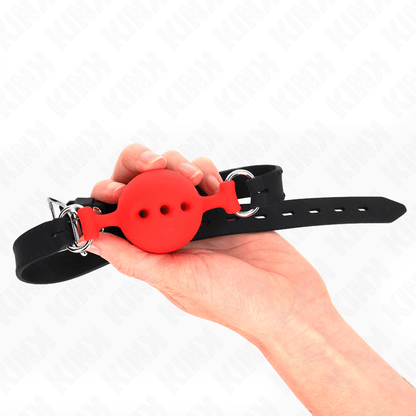 KINK - FULL SILICONE GAG 55 x 2 CM WITH 4.5 CM BALL SIZE M RED ADJUSTABLE 35 - 51 CM - Kink&Play
