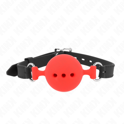 KINK - FULL SILICONE GAG 55 x 2 CM WITH 5 CM BALL SIZE L RED ADJUSTABLE 35 - 51 CM - Kink&Play