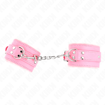 KINK - FUR LINED WRIST RESTRAINTS PINK WITH PINK BELT ADJUSTABLE 17 - 29 CM X 6 CM - Kink&Play