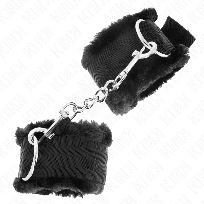 KINK - FURRY LINED WRIST RESTRAINTS BLACK ADJUSTABLE 17 - 31 CM X 7 CM - Kink&Play