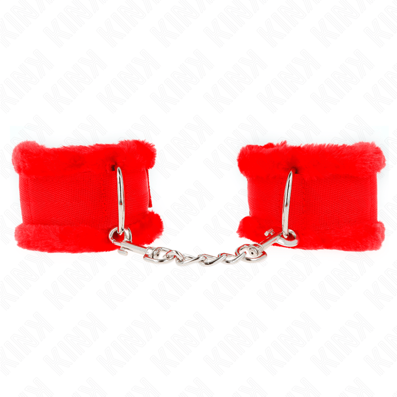KINK - FURRY LINED WRIST RESTRAINTS RED ADJUSTABLE 17 - 31 CM X 7 CM - Kink&Play