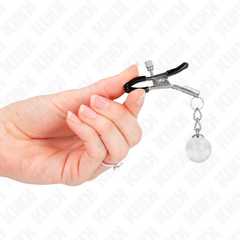 KINK - GLASS BEAD NIPPLE CLAMPS SILVER 6 CM - Kink&Play