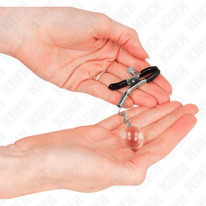 KINK - GLASS BEAD NIPPLE CLAMPS SILVER 6 CM - Kink&Play