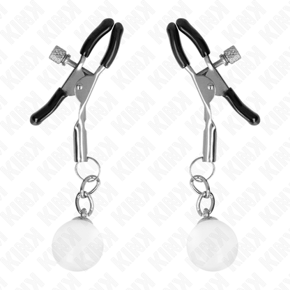 KINK - GLASS BEAD NIPPLE CLAMPS SILVER 6 CM - Kink&Play