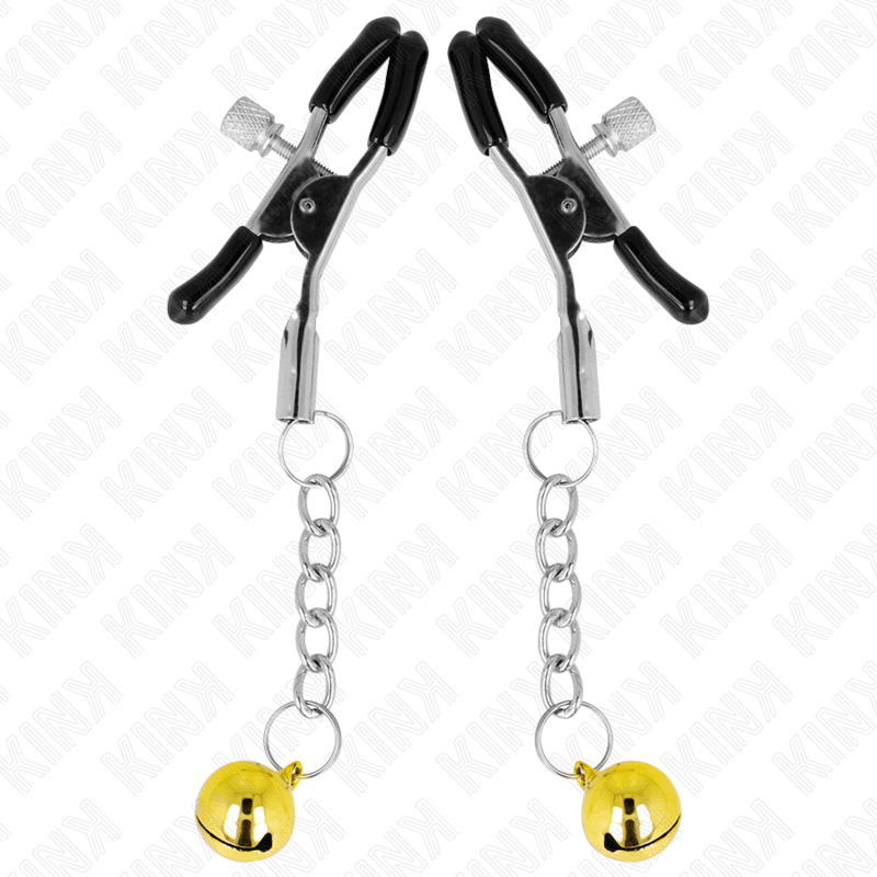 KINK - GOLD JINGLE BELL PENDANT NIPPLE CLAMPS 6 CM - Kink&Play