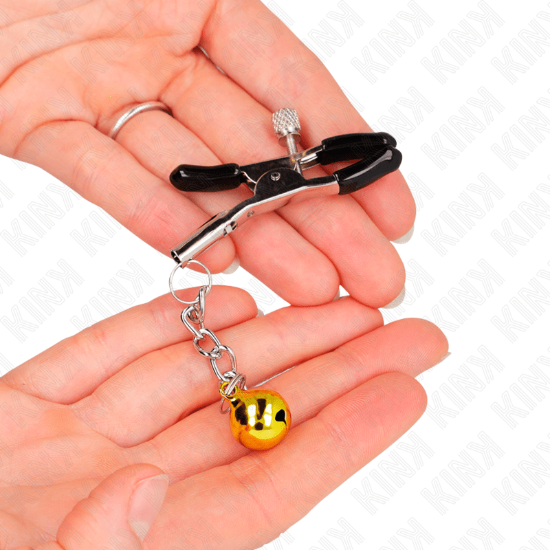 KINK - GOLD JINGLE BELL PENDANT NIPPLE CLAMPS 6 CM - Kink&Play