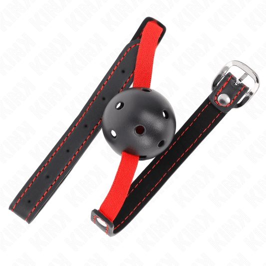 KINK - HOLLOW HARD MOUTH 4.5 CM GAG WITH ELASTIC BELT 56 x 1.5 CM - Kink&Play