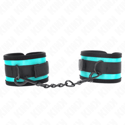KINK - HOOK AND LOOP NYLON BIND WRIST RESTRAINTS BLACK - BLUE ADJUSTABLE 18 - 32 CM X 5 CM - Kink&Play