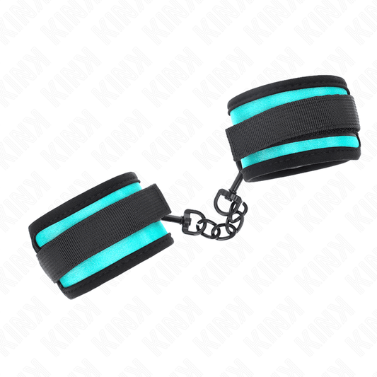 KINK - HOOK AND LOOP NYLON BIND WRIST RESTRAINTS BLACK - BLUE ADJUSTABLE 18 - 32 CM X 5 CM - Kink&Play