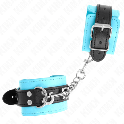 KINK - HOOK WRIST RESTRAINTS BLUE FUR LINED ADJUSTABLE 20 - 28 CM X 5.5 CM - Kink&Play