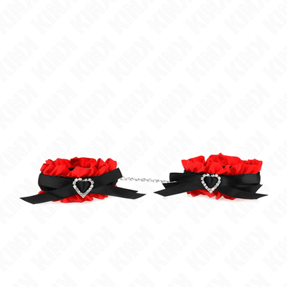 KINK - LACE ELASTIC WRIST RESTRAINTS RED HEART DETAILS ADJUSTABLE 22 - 35 CM - Kink&Play
