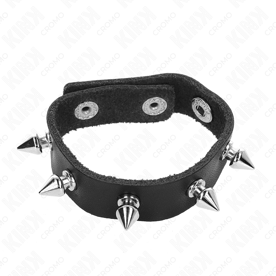KINK - LEATHER PENIS RING WITH SPIKES 21.5 X 1.6 CM - Kink&Play