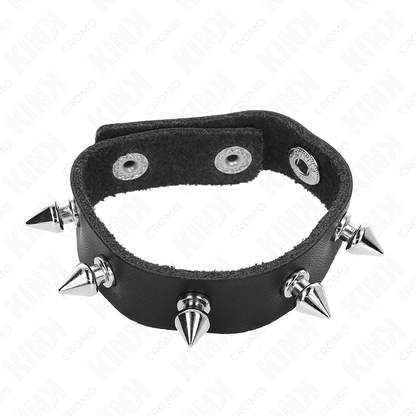 KINK - LEATHER PENIS RING WITH SPIKES 21.5 X 1.6 CM - Kink&Play