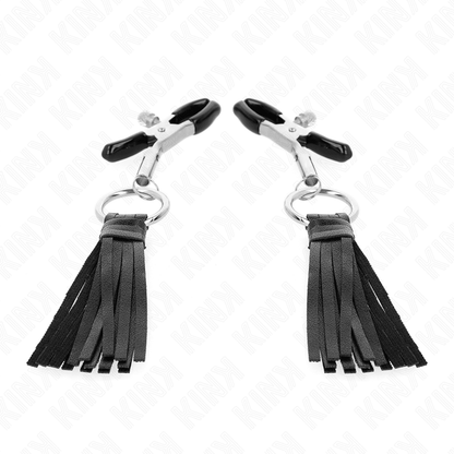 KINK - LEATHERETTE TASSEL NIPPLE CLAMPS 6 CM - Kink&Play