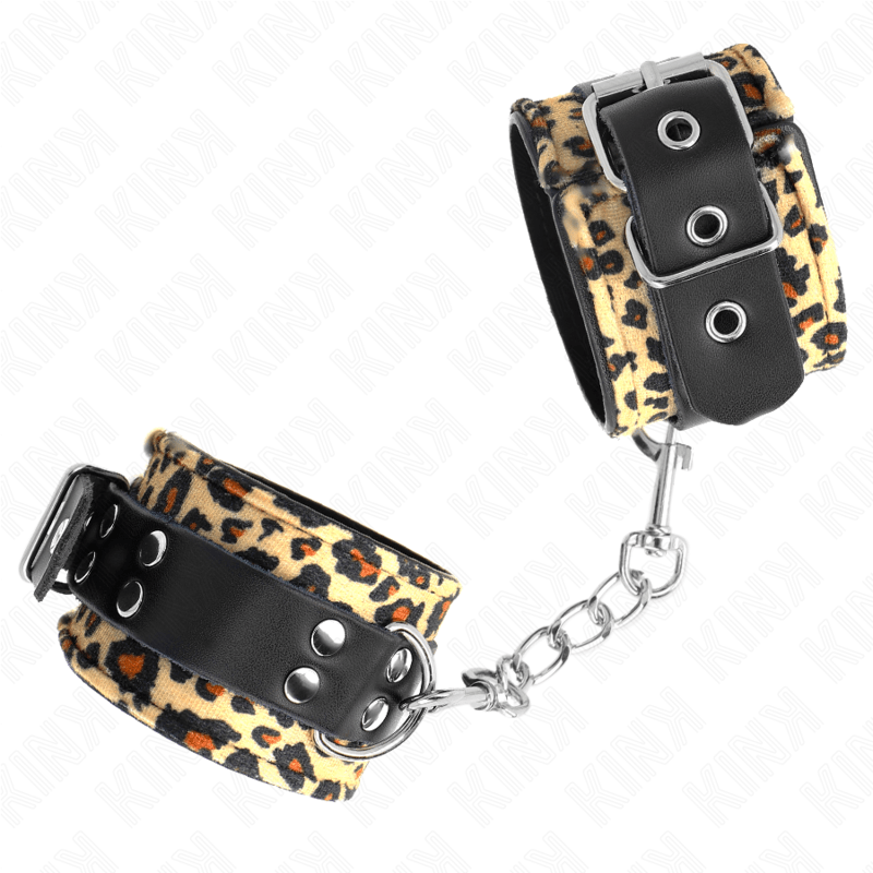 KINK - LEOPARD REAL LEATHER WRIST RESTRAINT ADJUSTABLE 18 - 29 CM X 5.5 CM - Kink&Play