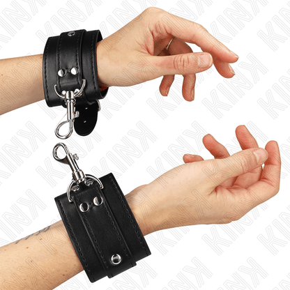 KINK - LOCKABLE DUNGEON WRIST RESTRAINTS BLACK ADJUSTABLE 21 - 28 CM X 5.5 CM - Kink&Play