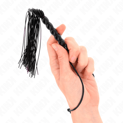 KINK - MINI SILICONE WHIP WITH 6 BLACK BEADS 26 CM - Kink&Play