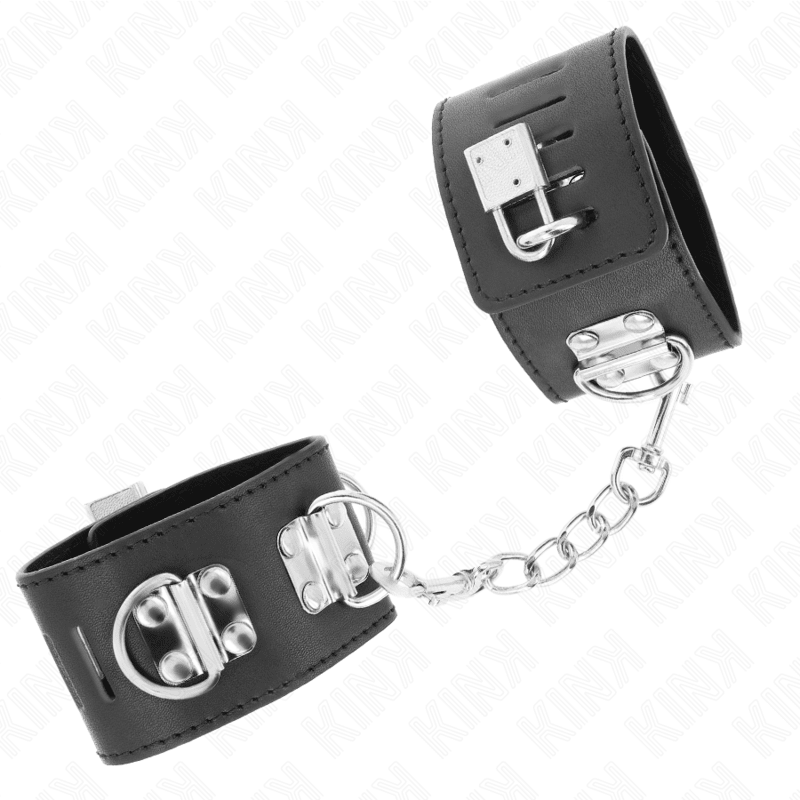KINK - MULTIPOSITION WRIST RESTRAINTS WITH PADLOCK CLOSURE BLACK ADJUSTABLE 16 - 23 CM X 5.5 CM - Kink&Play
