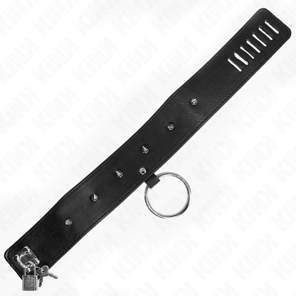 KINK - NECKLACE 65 CM WITH LEASH WITH SILVER STUDS MODEL 2 ADJUSTABLE 36 - 43 CM X 5 CM - Kink&Play