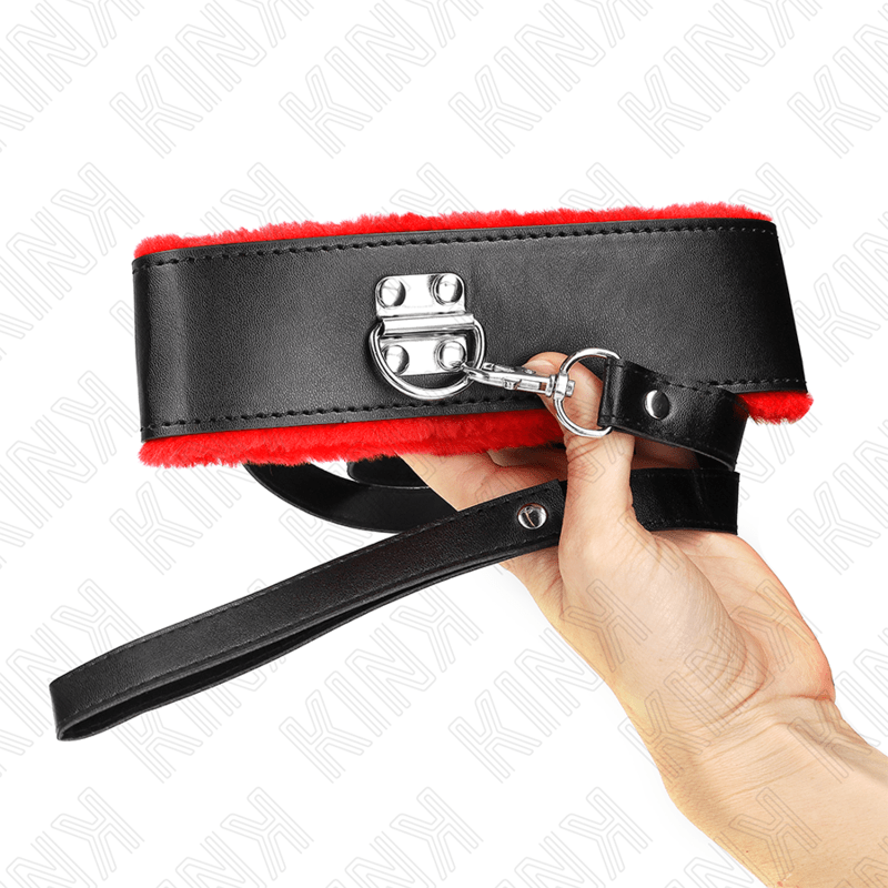 KINK - NECKLACE WITH BELT 116 CM WITH RED LEATHER STRAP ADJUSTABLE 40 - 48 CM X 6 CM - Kink&Play
