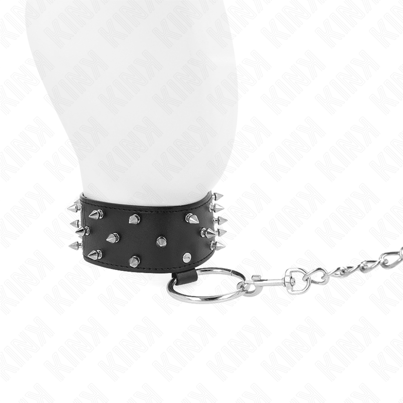 KINK - NECKLACE WITH LEASH 65 CM WITH SILVER STUDS MODEL 5 ADJUSTABLE 36 - 43 CM X 5 CM - Kink&Play