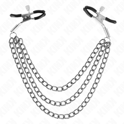 KINK - NIPPLE CLAMPS WITH 3 CHAINS BLACK 20/23/28 CM - Kink&Play
