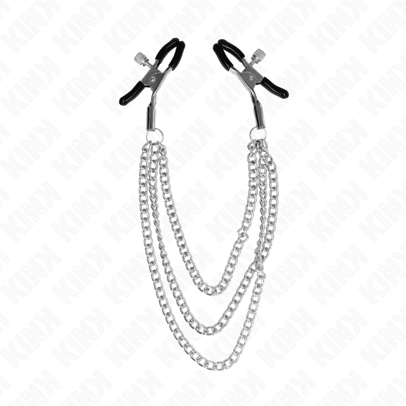 KINK - NIPPLE CLAMPS WITH 3 CHAINS SILVER 20/23/28 CM - Kink&Play