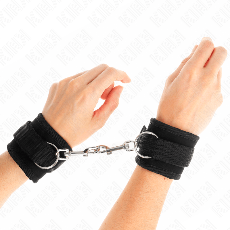 KINK - NYLON BIND HOOK&LOOP WRIST RESTRAINTS BLACK MODEL 2 ADJUSTABLE 18 - 35 CM X 6 CM - Kink&Play