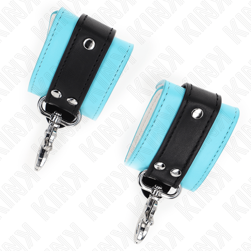 KINK - PREMIUM LOCKABLE WRIST RESTRAINTS BLACK / BLUE ADJUSTABLE 21 - 28 CM X 5.5 CM - Kink&Play
