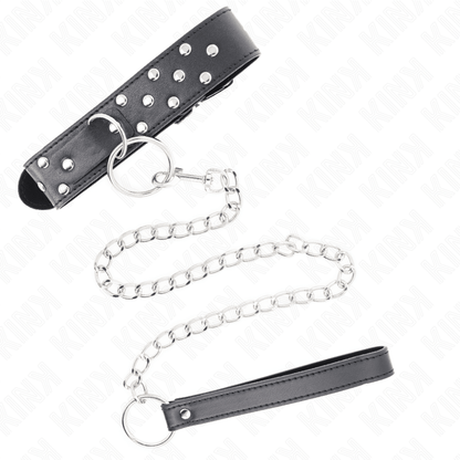 KINK - RING RIVET STRAP NECKLACE WITH BELT 65 CM BLACK ADJUSTABLE 36 - 50 CM X 3.8 CM - Kink&Play