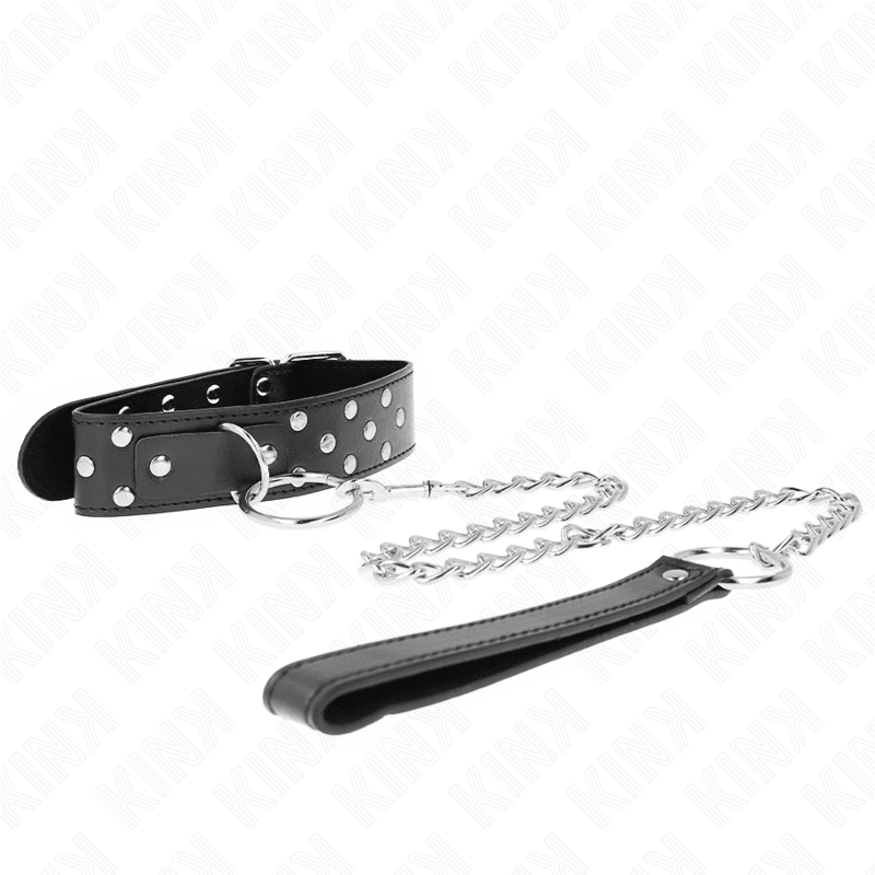 KINK - RING RIVET STRAP NECKLACE WITH BELT 65 CM BLACK ADJUSTABLE 36 - 50 CM X 3.8 CM - Kink&Play