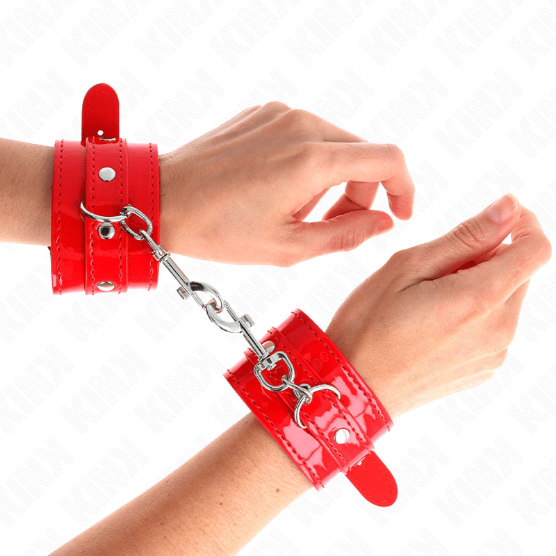 KINK - SHINY HAND CUFFS RED ADJUSTABLE 23 - 33 CM - Kink&Play