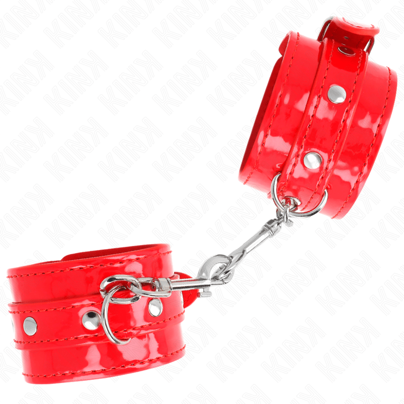 KINK - SHINY HAND CUFFS RED ADJUSTABLE 23 - 33 CM - Kink&Play