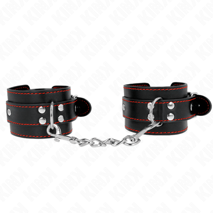KINK - WRIST RESTRAINTS BLACK WITH RED LINING ADJUSTABLE 20 - 28 CM X 5.5 CM - Kink&Play